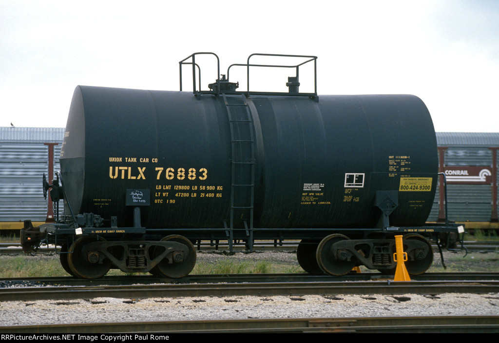 UTLX 76883, shorty "Beer Can" tank car at the BRC's Clearing Yard